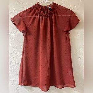 Sheer Ruffle Neck Blouse